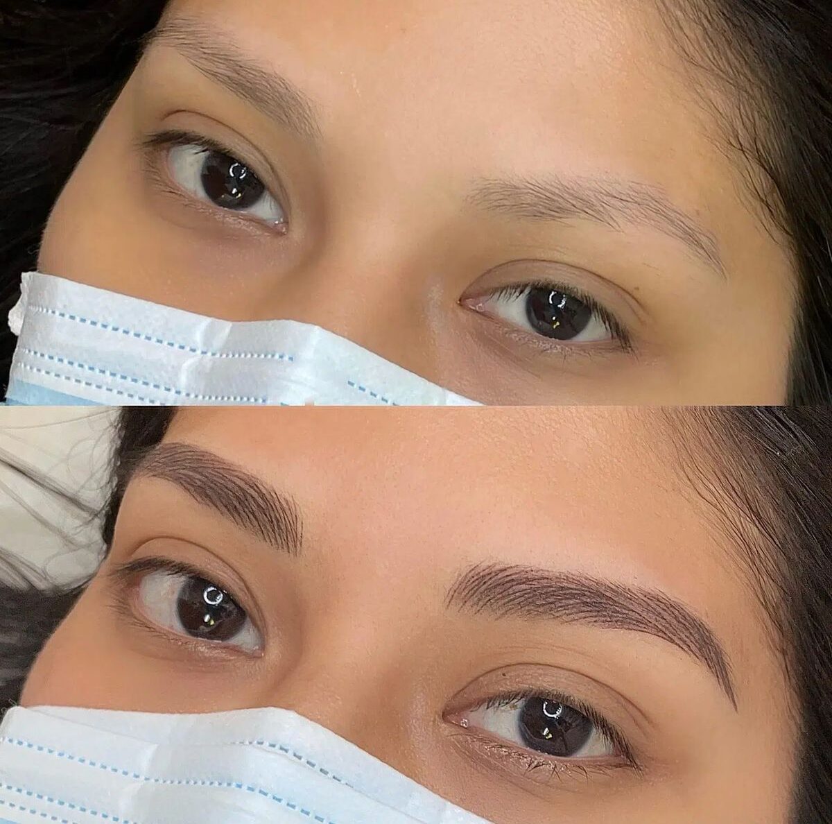 Ombre eyebrow shaping and semi-permanent makeup at Skinnish Clinic in Mangalore, Uppala, and Ullal.