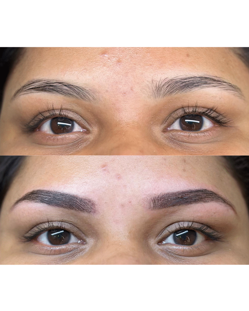 Ombrè eyebrow treatment at Skinnish salon Mangalore, Uppala, Ullal for natural-looking brows